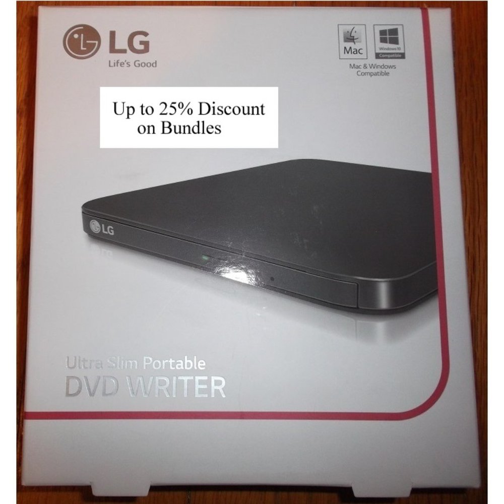 LG Ultra Slim Portable DVD Writer (Mac, Windows) (Opened box, never used)